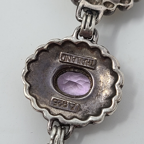 Sterling Silver Amethyst Topaz Artisan Bracelet - Picture 7 of 11